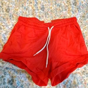 Red sweatshorts